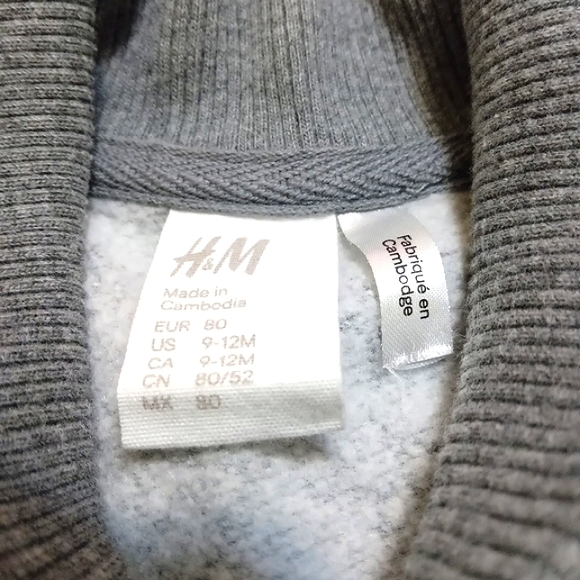 H&M double-breasted cardigan with shawl collar and elbow patches US 9-12M - Picture 3 of 4